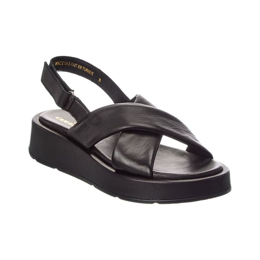 La Canadienne Axis Leather Platform Sandal, Black